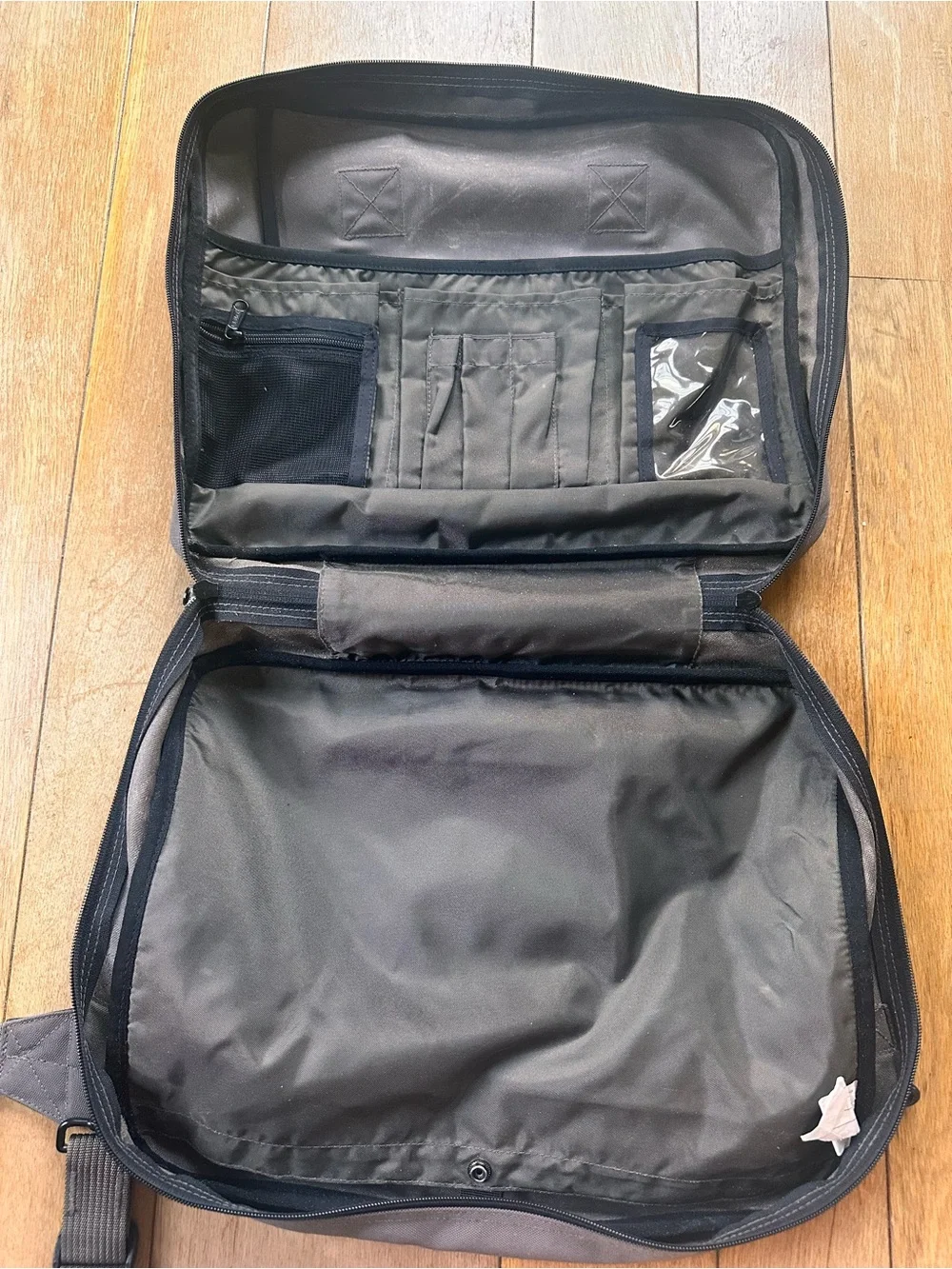 L.L.Bean Deluxe Briefcase Laptop Messenger Bag Gray Organizer Travel Work